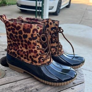 cheetah duck boots